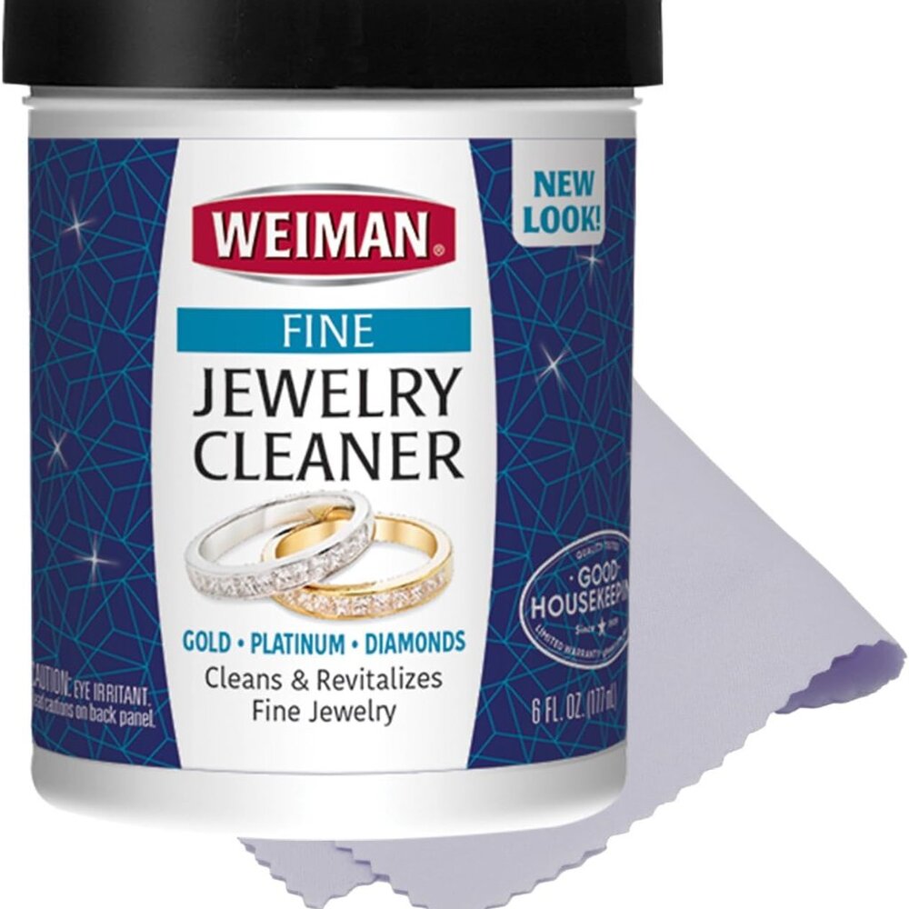 Weiman Fine Jewelry Cleaner Liquid with Cleaning Brush – Restores Shine & Brilli